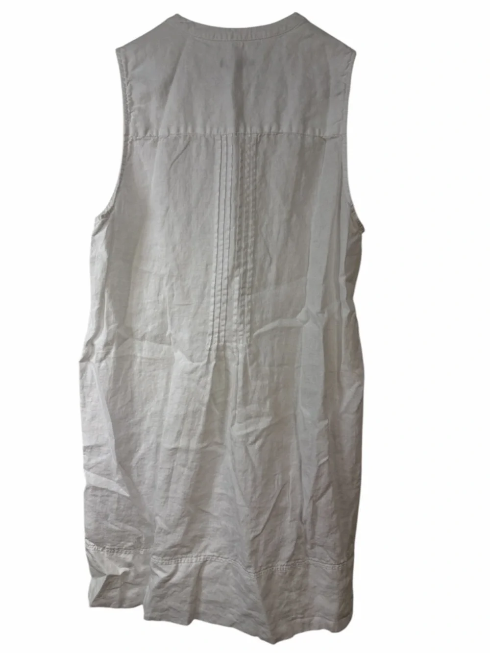 Quince White Sleeveless Pintuck Button Linen Dress size Large never worn - Picture 4 of 6